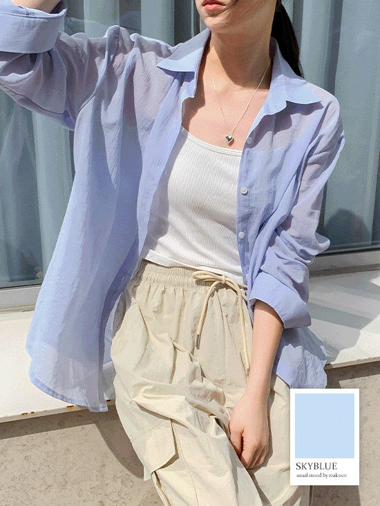 [10%할인/자체제작] UTMOST 홀리 시스루 셔츠 - 7 Color (썸머셔츠/60수/긴팔/여름)